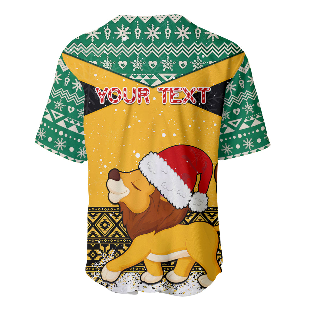 Custom Jamaica Christmas Baseball Jersey Jumieka Santa Lion - Wonder Print Shop
