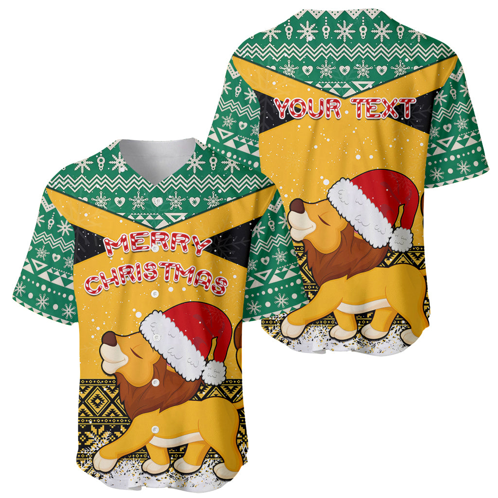 Custom Jamaica Christmas Baseball Jersey Jumieka Santa Lion - Wonder Print Shop