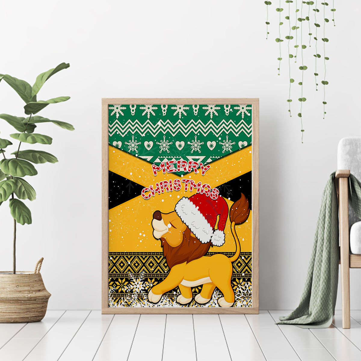 Custom Jamaica Christmas Canvas Wall Art Jumieka Santa Lion - Wonder Print Shop