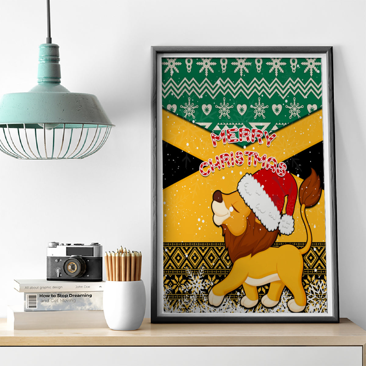 Custom Jamaica Christmas Canvas Wall Art Jumieka Santa Lion - Wonder Print Shop