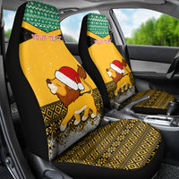 Custom Jamaica Christmas Car Seat Cover Jumieka Santa Lion - Wonder Print Shop
