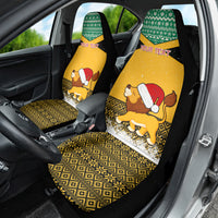 Custom Jamaica Christmas Car Seat Cover Jumieka Santa Lion - Wonder Print Shop