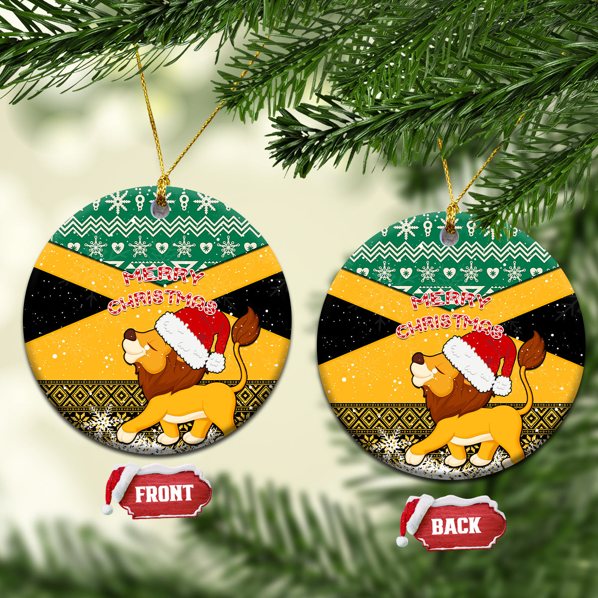 Jamaica Christmas Ceramic Ornament Jumieka Santa Lion - Wonder Print Shop