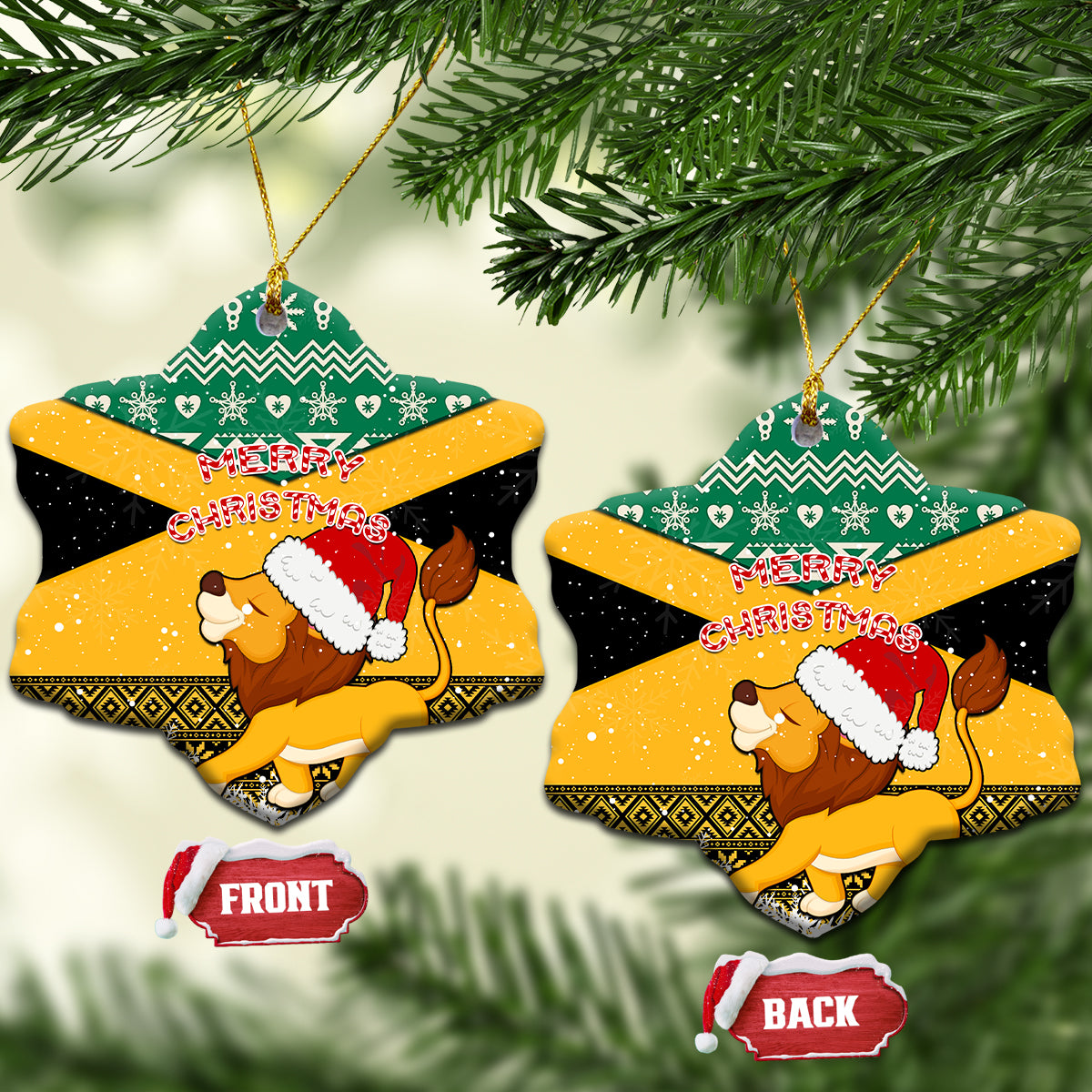 Jamaica Christmas Ceramic Ornament Jumieka Santa Lion - Wonder Print Shop