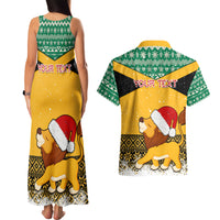 Custom Jamaica Christmas Couples Matching Tank Maxi Dress and Hawaiian Shirt Jumieka Santa Lion - Wonder Print Shop
