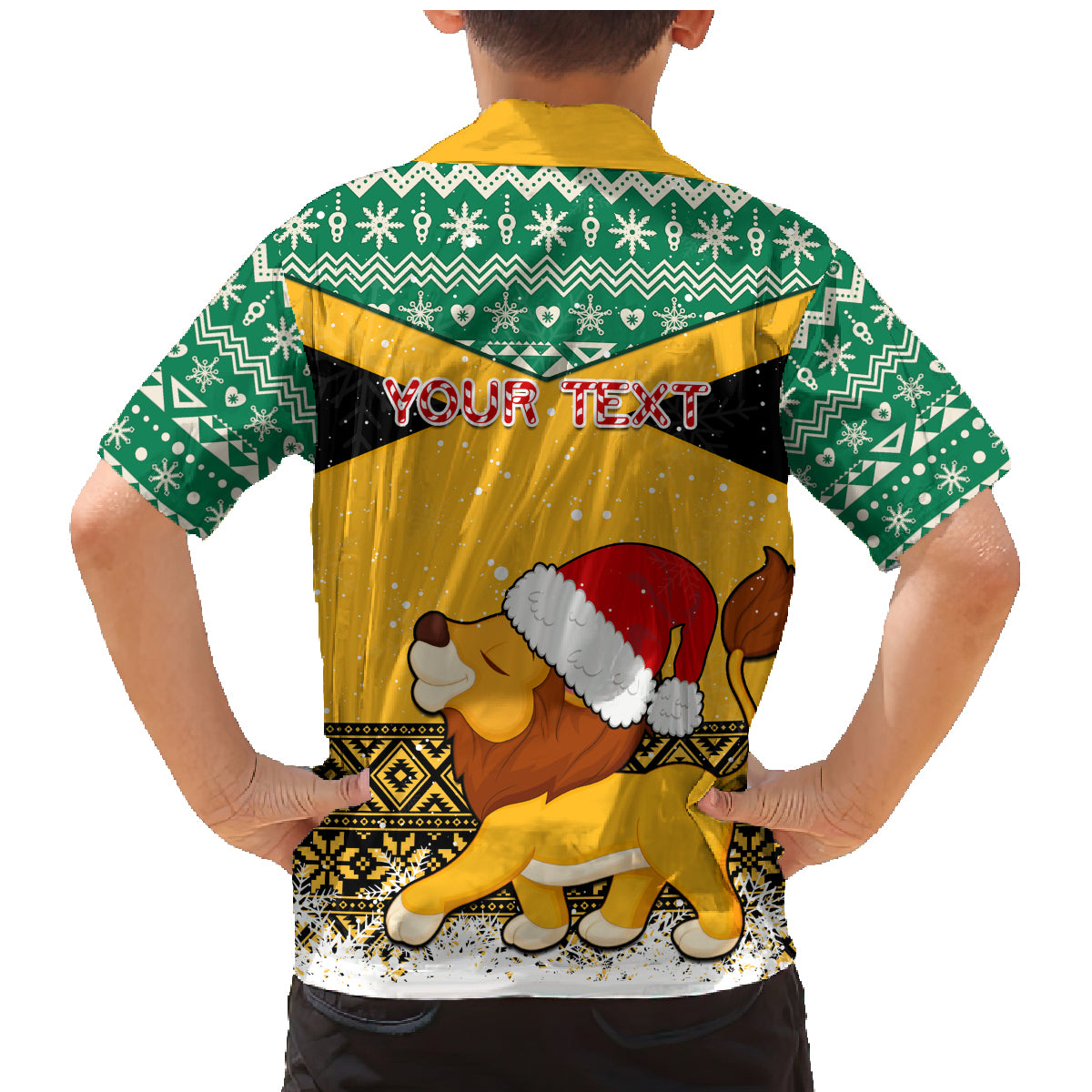 Custom Jamaica Christmas Family Matching Mermaid Dress and Hawaiian Shirt Jumieka Santa Lion - Wonder Print Shop