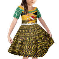 Custom Jamaica Christmas Family Matching Mermaid Dress and Hawaiian Shirt Jumieka Santa Lion - Wonder Print Shop