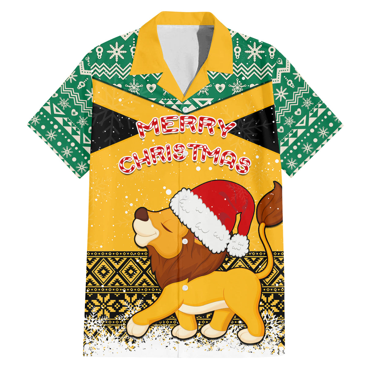 Custom Jamaica Christmas Family Matching Mermaid Dress and Hawaiian Shirt Jumieka Santa Lion - Wonder Print Shop