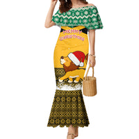 Custom Jamaica Christmas Family Matching Mermaid Dress and Hawaiian Shirt Jumieka Santa Lion - Wonder Print Shop