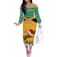 Custom Jamaica Christmas Family Matching Off Shoulder Long Sleeve Dress and Hawaiian Shirt Jumieka Santa Lion - Wonder Print Shop