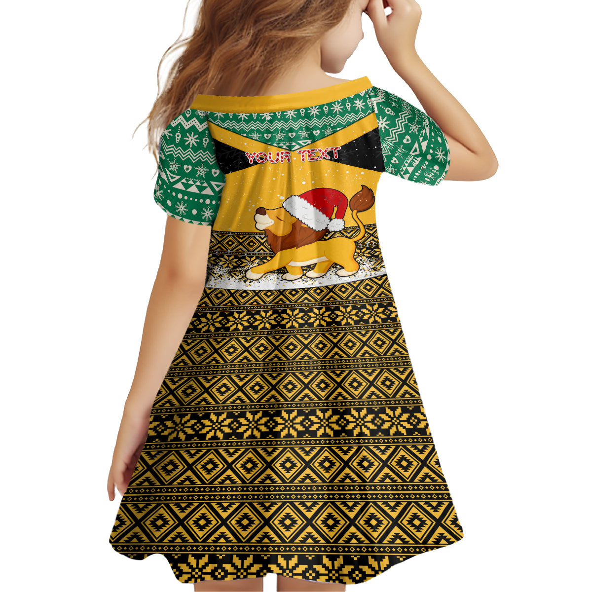 Custom Jamaica Christmas Family Matching Puletasi Dress and Hawaiian Shirt Jumieka Santa Lion - Wonder Print Shop