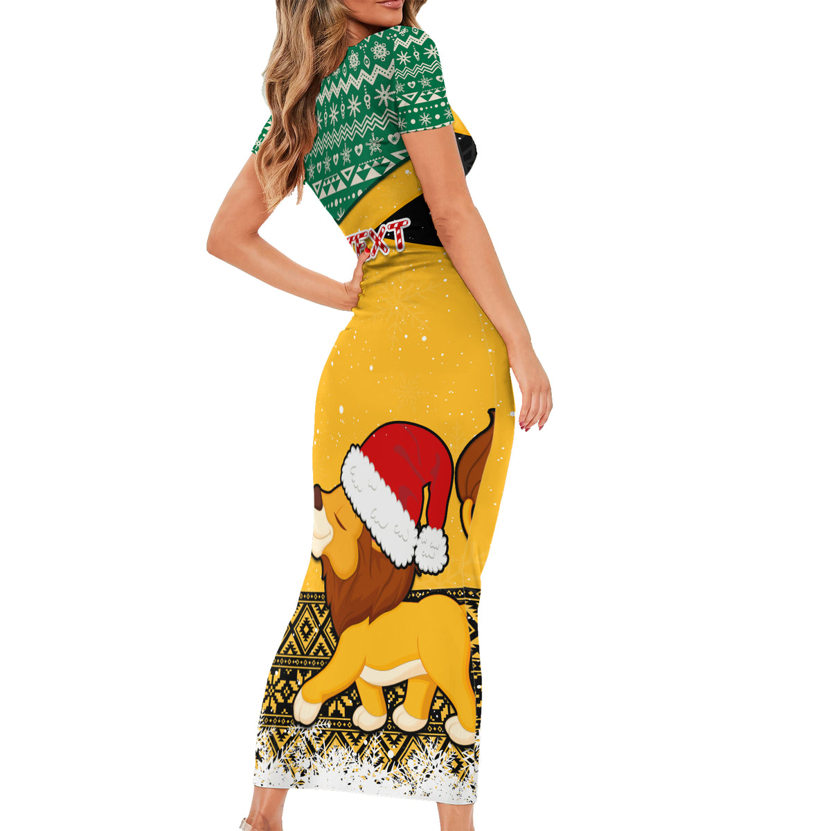 Custom Jamaica Christmas Family Matching Short Sleeve Bodycon Dress and Hawaiian Shirt Jumieka Santa Lion - Wonder Print Shop