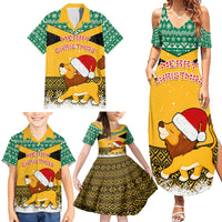 Custom Jamaica Christmas Family Matching Summer Maxi Dress and Hawaiian Shirt Jumieka Santa Lion - Wonder Print Shop