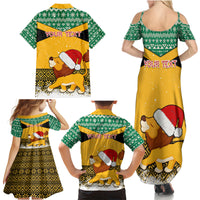 Custom Jamaica Christmas Family Matching Summer Maxi Dress and Hawaiian Shirt Jumieka Santa Lion - Wonder Print Shop