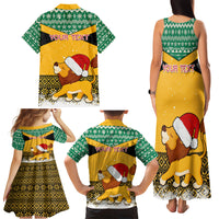 Custom Jamaica Christmas Family Matching Tank Maxi Dress and Hawaiian Shirt Jumieka Santa Lion - Wonder Print Shop