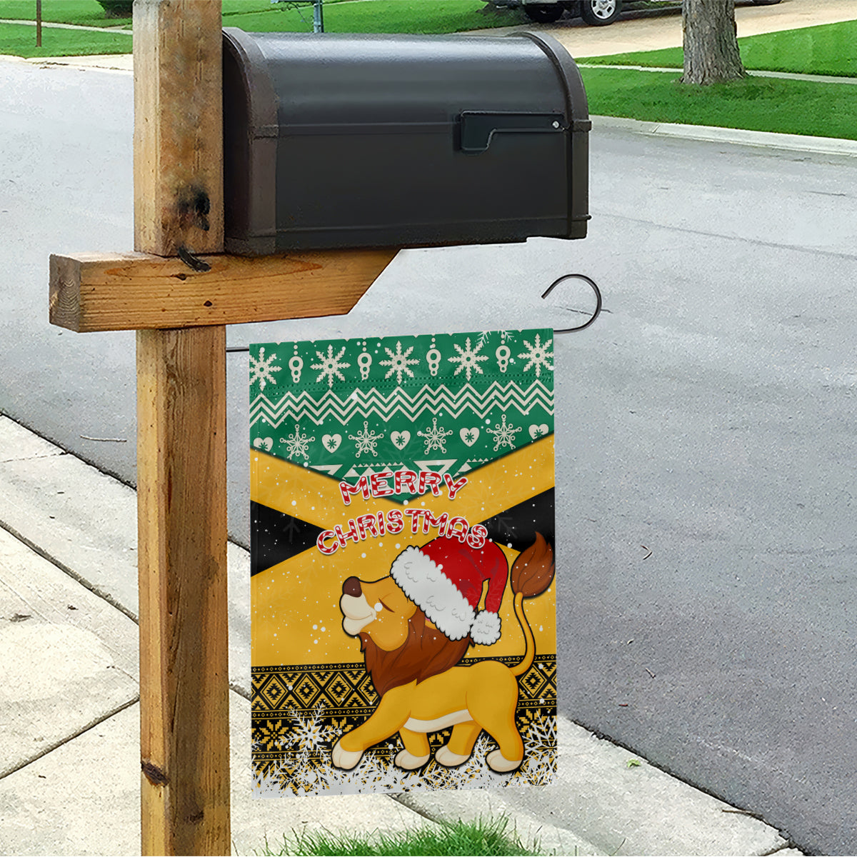 Custom Jamaica Christmas Garden Flag Jumieka Santa Lion - Wonder Print Shop