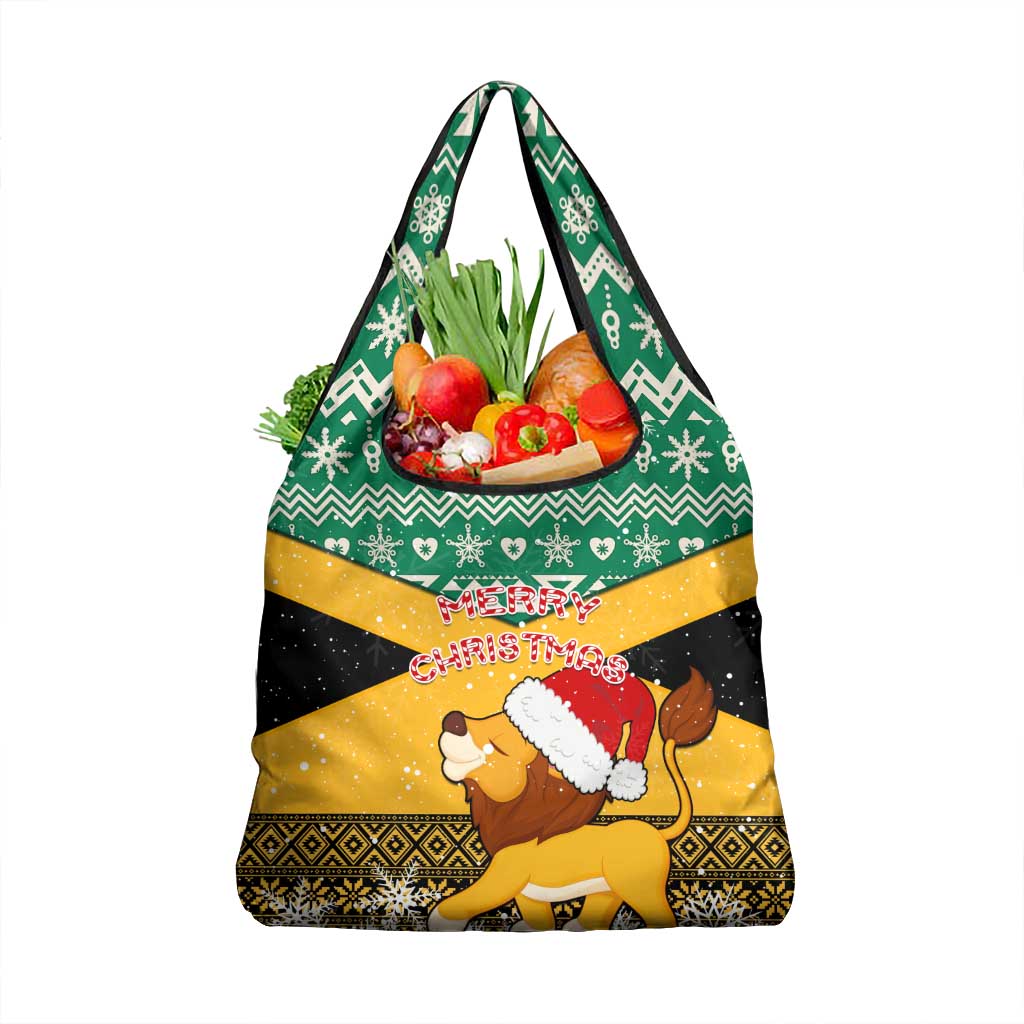 Custom Jamaica Christmas Grocery Bag Jumieka Santa Lion