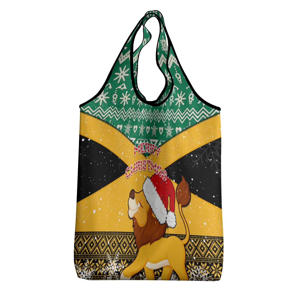 Custom Jamaica Christmas Grocery Bag Jumieka Santa Lion