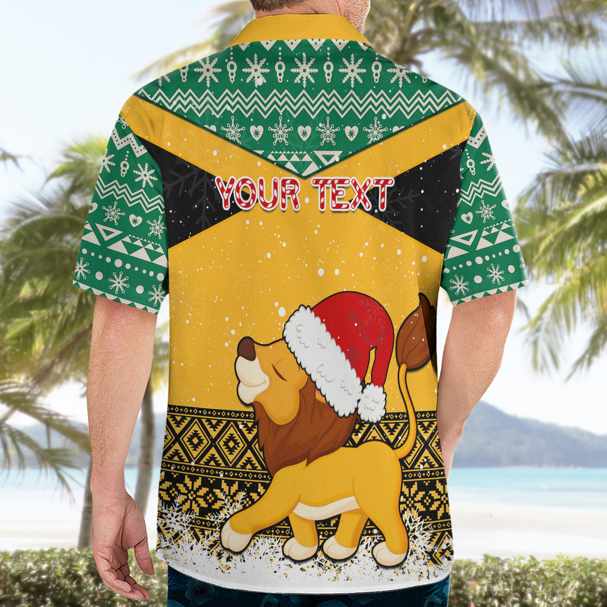 Custom Jamaica Christmas Hawaiian Shirt Jumieka Santa Lion - Wonder Print Shop