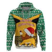 Custom Jamaica Christmas Hoodie Jumieka Santa Lion - Wonder Print Shop