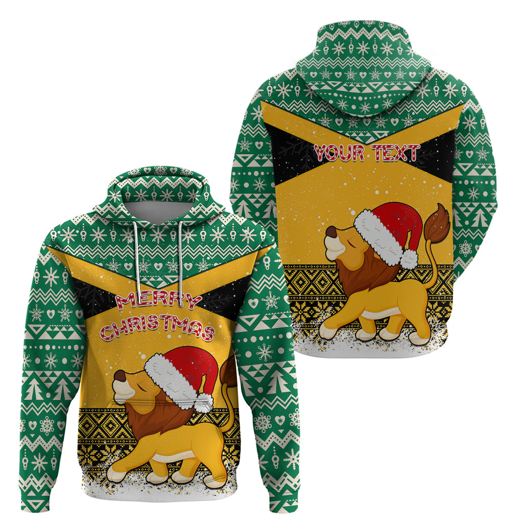 Custom Jamaica Christmas Hoodie Jumieka Santa Lion - Wonder Print Shop