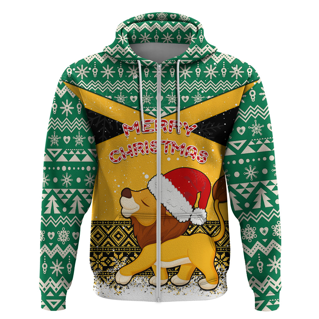 Custom Jamaica Christmas Hoodie Jumieka Santa Lion - Wonder Print Shop