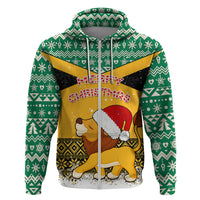 Custom Jamaica Christmas Hoodie Jumieka Santa Lion - Wonder Print Shop