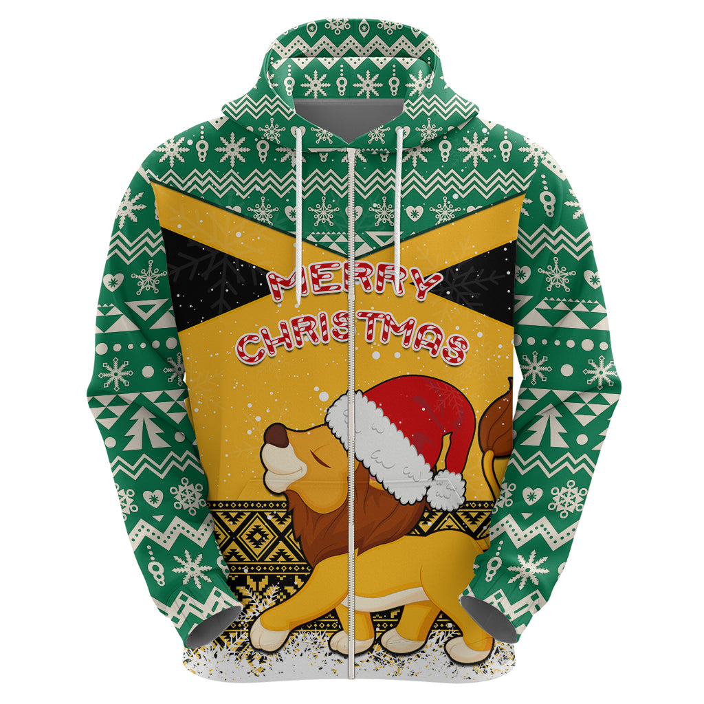 Custom Jamaica Christmas Hoodie Jumieka Santa Lion - Wonder Print Shop