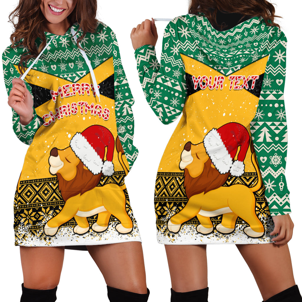 Custom Jamaica Christmas Hoodie Dress Jumieka Santa Lion - Wonder Print Shop