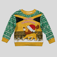 Custom Jamaica Christmas Kid Ugly Christmas Sweater Jumieka Santa Lion - Wonder Print Shop