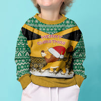 Custom Jamaica Christmas Kid Ugly Christmas Sweater Jumieka Santa Lion - Wonder Print Shop