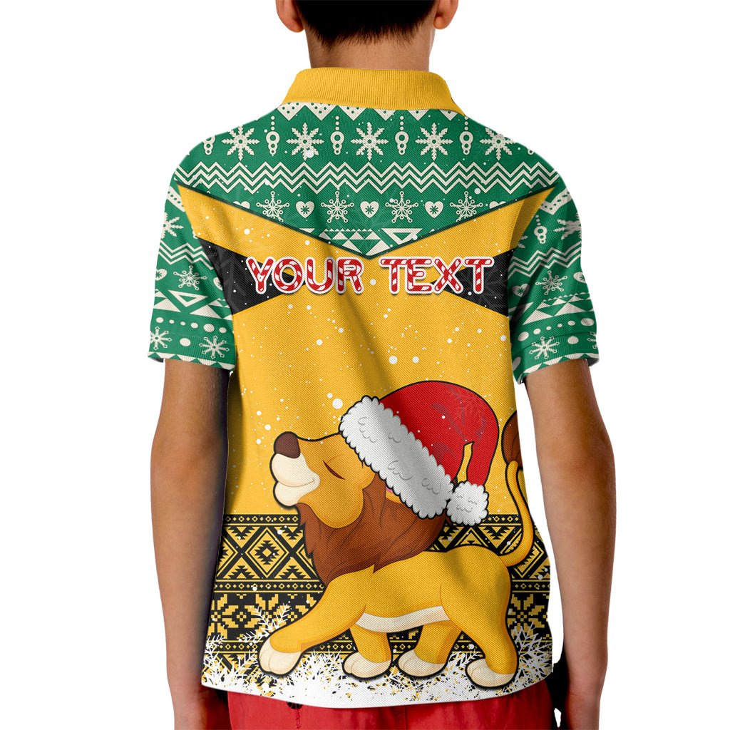 Custom Jamaica Christmas Kid Polo Shirt Jumieka Santa Lion - Wonder Print Shop