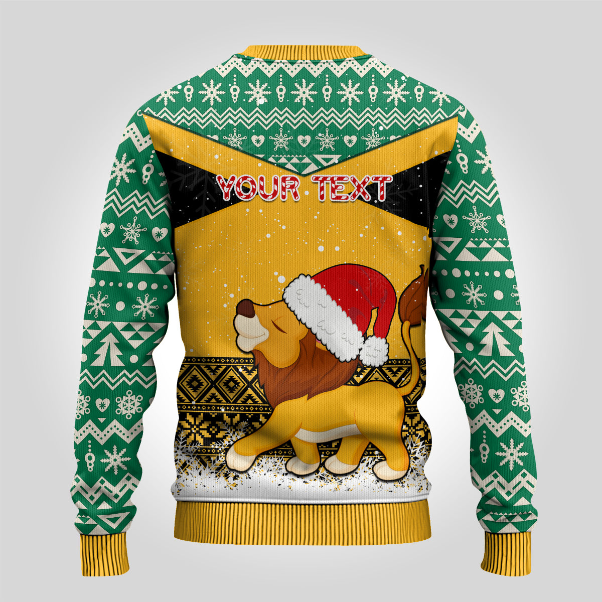 Custom Jamaica Christmas Ugly Christmas Sweater Jumieka Santa Lion - Wonder Print Shop