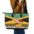 Custom Jamaica Christmas Leather Tote Bag Jumieka Santa Lion - Wonder Print Shop