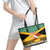 Custom Jamaica Christmas Leather Tote Bag Jumieka Santa Lion - Wonder Print Shop