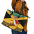 Custom Jamaica Christmas Leather Tote Bag Jumieka Santa Lion - Wonder Print Shop