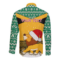 Custom Jamaica Christmas Long Sleeve Button Shirt Jumieka Santa Lion - Wonder Print Shop