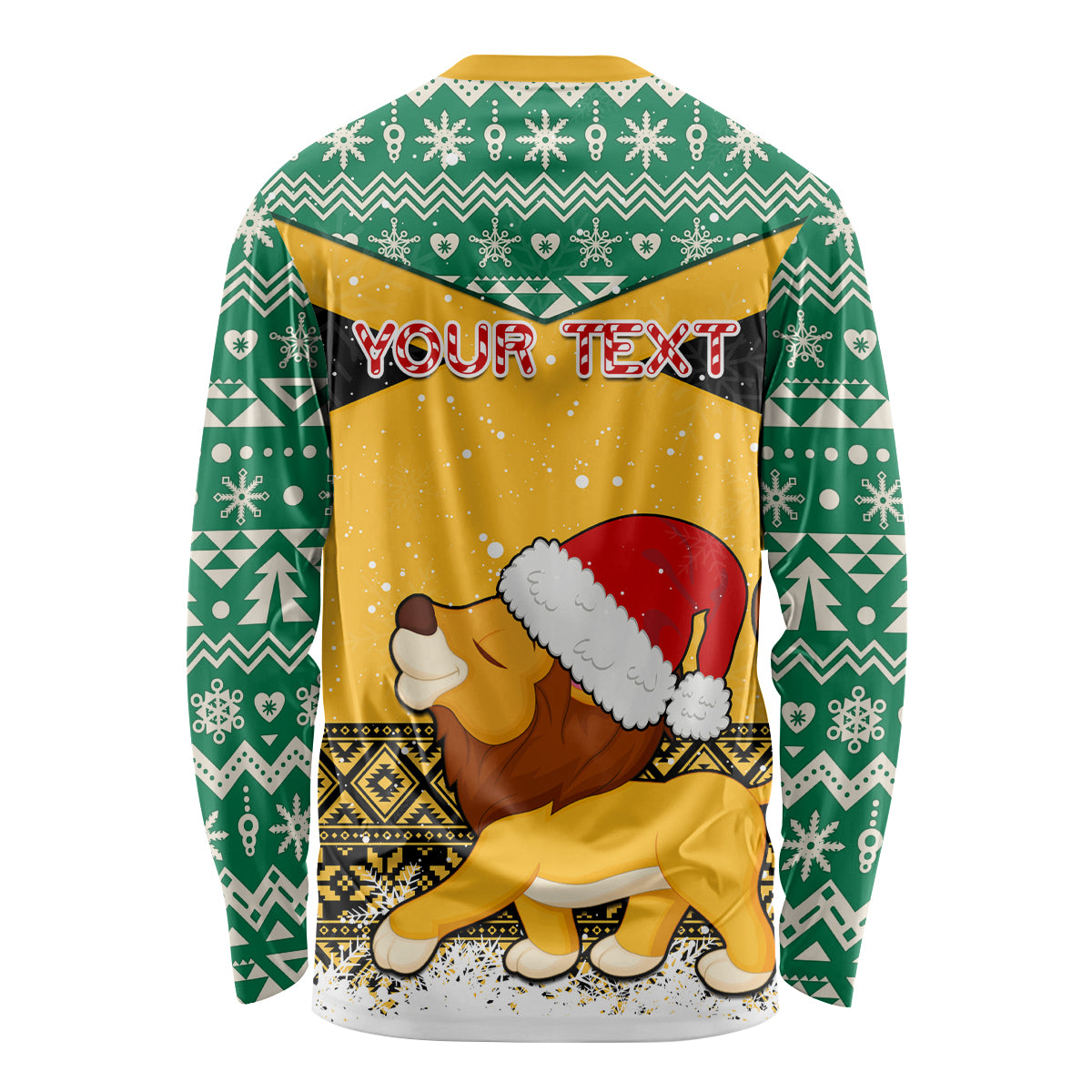 Custom Jamaica Christmas Long Sleeve Shirt Jumieka Santa Lion - Wonder Print Shop