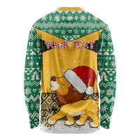 Custom Jamaica Christmas Long Sleeve Shirt Jumieka Santa Lion - Wonder Print Shop