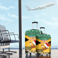 Custom Jamaica Christmas Luggage Cover Jumieka Santa Lion - Wonder Print Shop