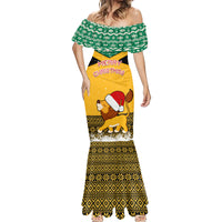 Custom Jamaica Christmas Mermaid Dress Jumieka Santa Lion - Wonder Print Shop