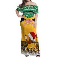 Custom Jamaica Christmas Off Shoulder Maxi Dress Jumieka Santa Lion - Wonder Print Shop