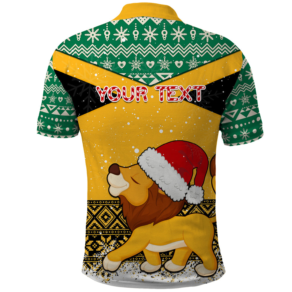 Custom Jamaica Christmas Polo Shirt Jumieka Santa Lion - Wonder Print Shop