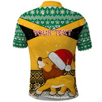 Custom Jamaica Christmas Polo Shirt Jumieka Santa Lion - Wonder Print Shop