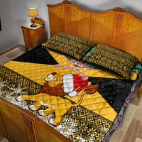 Custom Jamaica Christmas Quilt Bed Set Jumieka Santa Lion - Wonder Print Shop