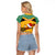 Custom Jamaica Christmas Raglan Cropped T Shirt Jumieka Santa Lion - Wonder Print Shop