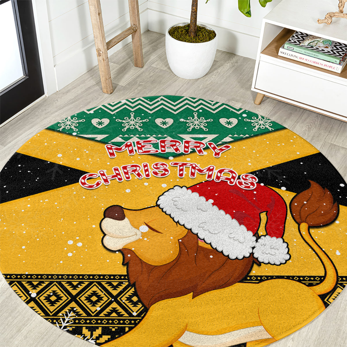 custom-jamaica-christmas-round-carpet-jumieka-santa-lion