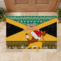 Custom Jamaica Christmas Rubber Doormat Jumieka Santa Lion - Wonder Print Shop
