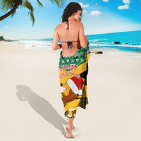Custom Jamaica Christmas Sarong Jumieka Santa Lion - Wonder Print Shop