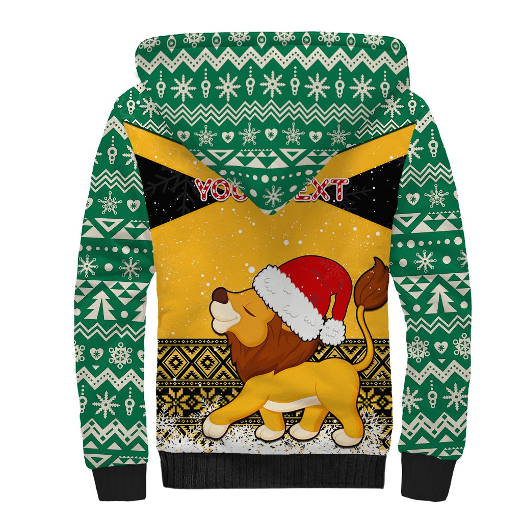 Custom Jamaica Christmas Sherpa Hoodie Jumieka Santa Lion - Wonder Print Shop